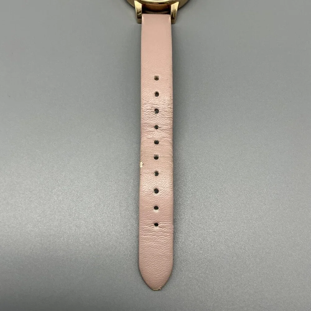 Olivia Burton Wild Flower Womens Watch 34mm Pink Strap Gold Tone New Battery